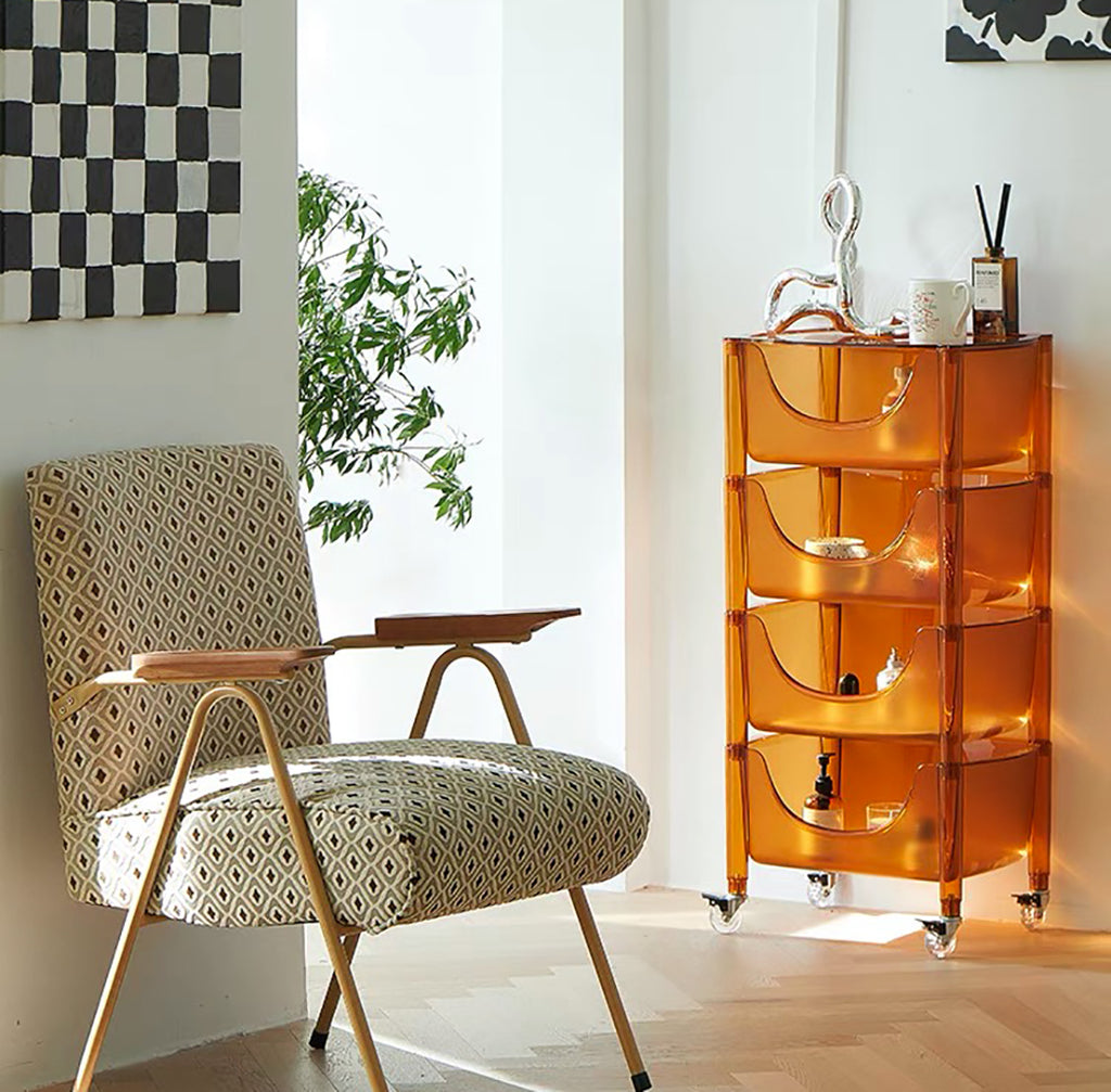 COZONI Stackable 2-Drawer Trolley (Transparent Orange)