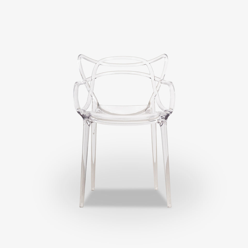 Clear plastic chair on a white background