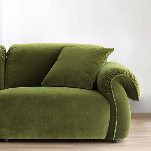 COZONI Venosa Sofa | 4 Seater Velvet Sofa Moss Green