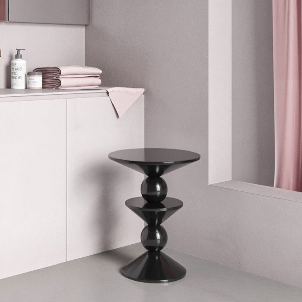 COZONI Maya Side Table | Black Modern Geometric Table